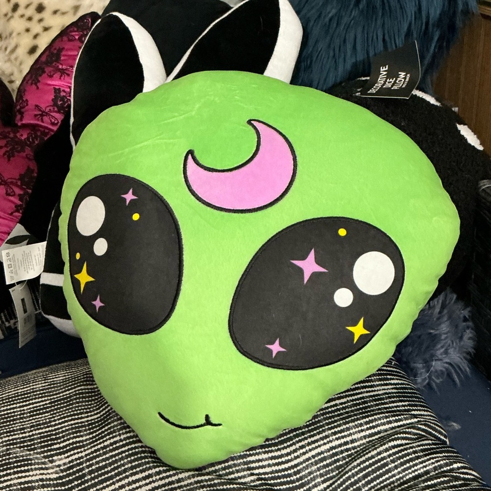 Green Alien Plush Pillow